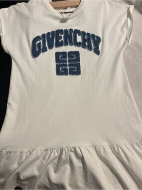 Givenchy White Tee Dress with Blue Logo Appliqué